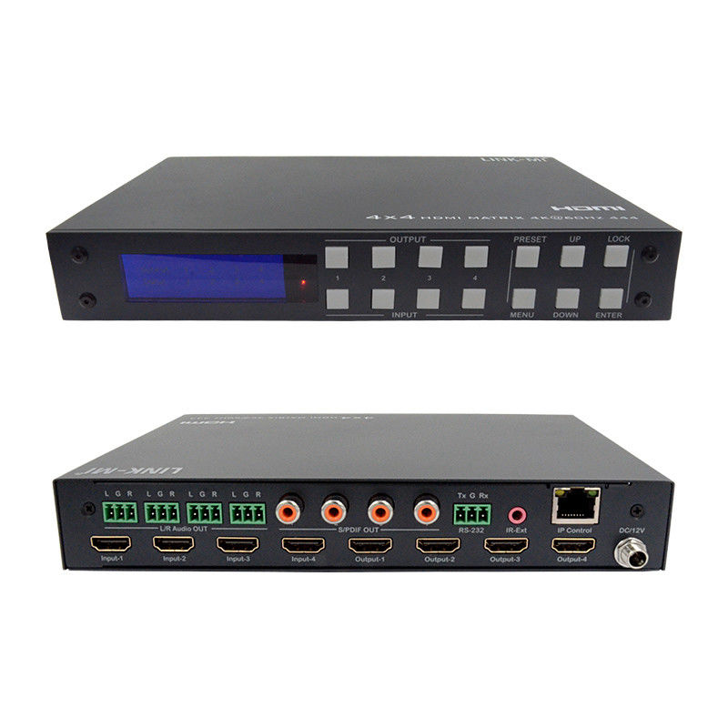 4x4 Matrice HDMI analogique et extraction audio SPDIF 4K Contrôle de l'interface graphique Web TCP/IP