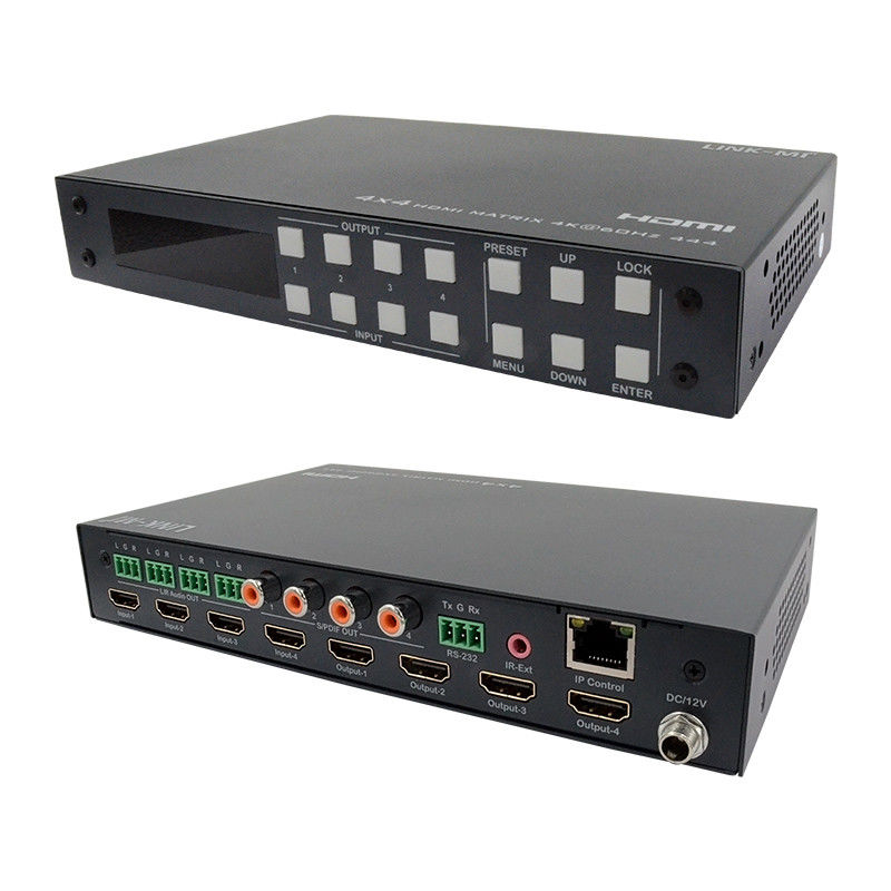 4x4 Matrice HDMI analogique et extraction audio SPDIF 4K Contrôle de l'interface graphique Web TCP/IP