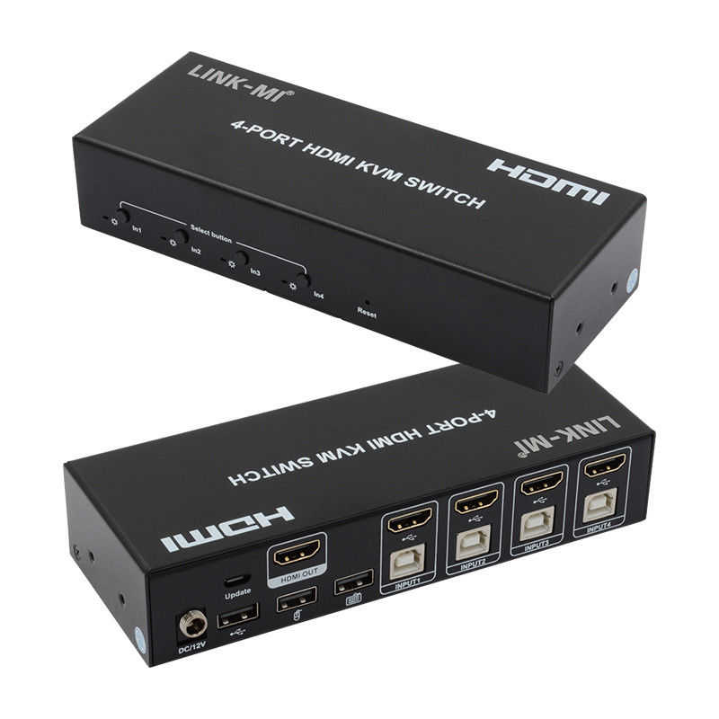 Pas de décalage HDMI KVM Switch 4 Port Ip Kvm Hdmi Prise en charge des touches chaudes Commutation automatique