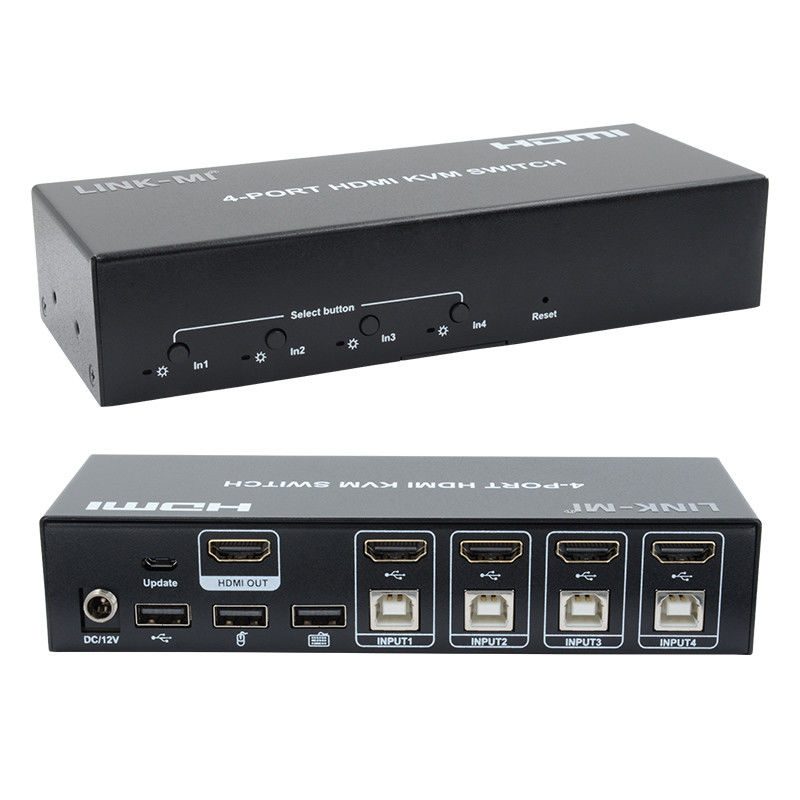 Pas de décalage HDMI KVM Switch 4 Port Ip Kvm Hdmi Prise en charge des touches chaudes Commutation automatique