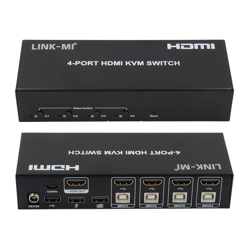 Pas de décalage HDMI KVM Switch 4 Port Ip Kvm Hdmi Prise en charge des touches chaudes Commutation automatique