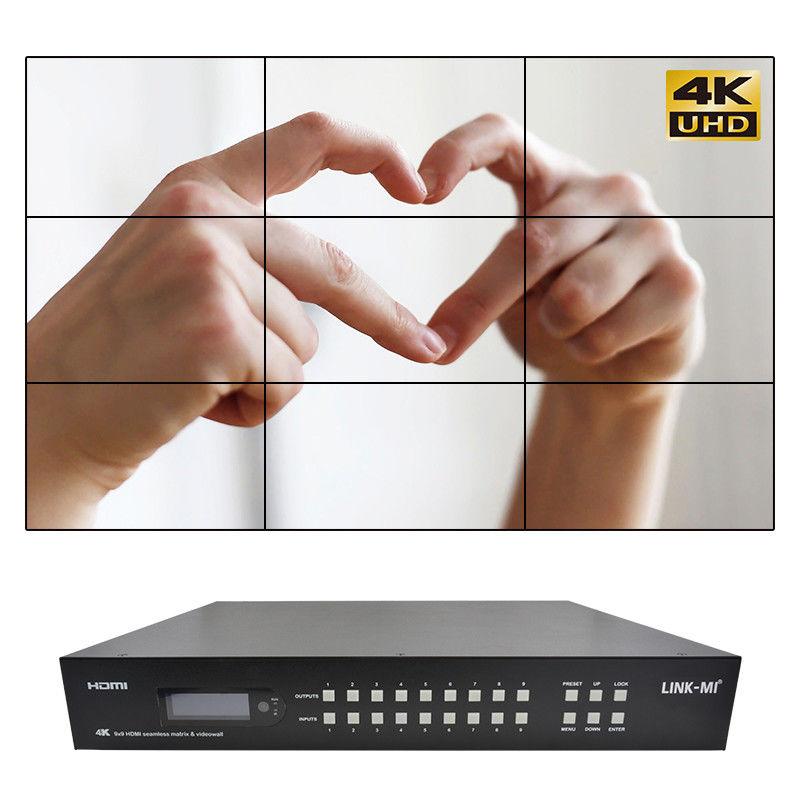 9x9 70M HDMI Processeur de paroi vidéo HDMI Splitter 3x3 4K HDMI Matrix Extender
