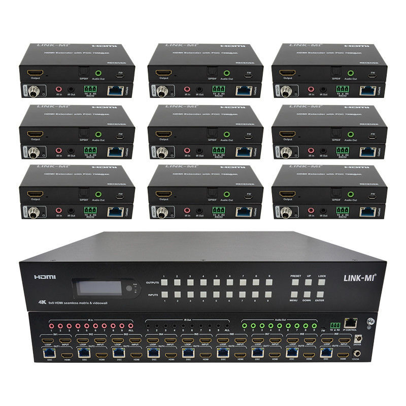 9x9 70M HDMI Processeur de paroi vidéo HDMI Splitter 3x3 4K HDMI Matrix Extender