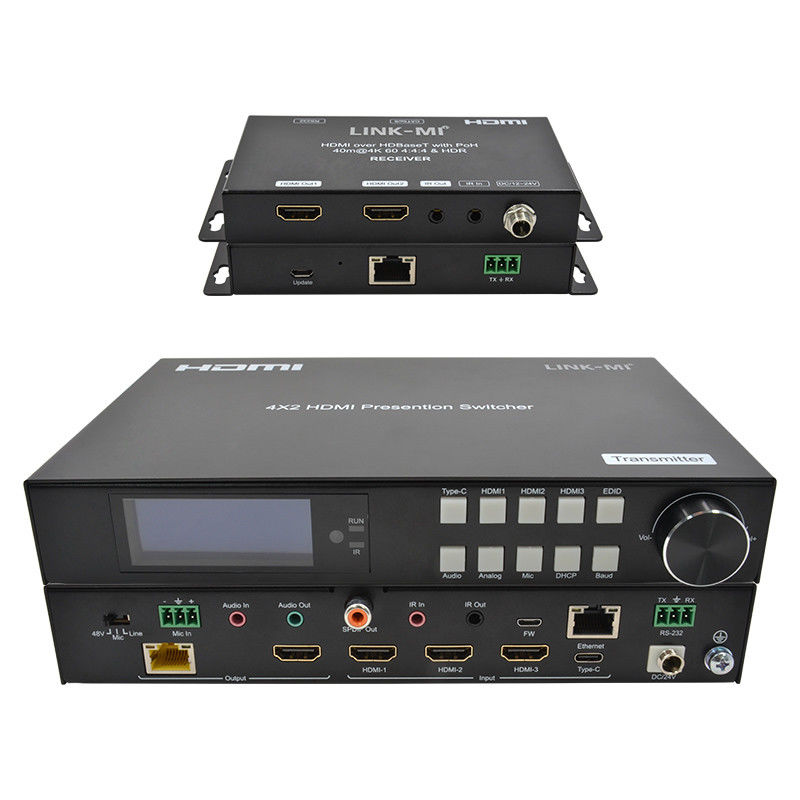 18 Gbps 4K Vidéo HDMI Switch 2.0 HDBaseT Switch avec les entrées HDMI et USB - C