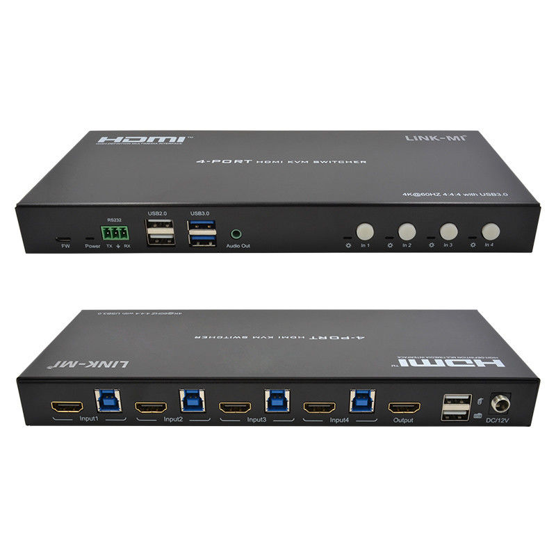 4 ports réseau HDMI2.0 KVM Commutateur jusqu'à 4K 60Hz 18Gbps