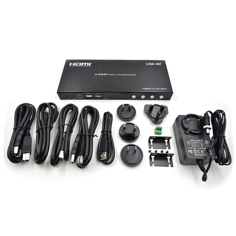 4 ports réseau HDMI2.0 KVM Commutateur jusqu'à 4K 60Hz 18Gbps