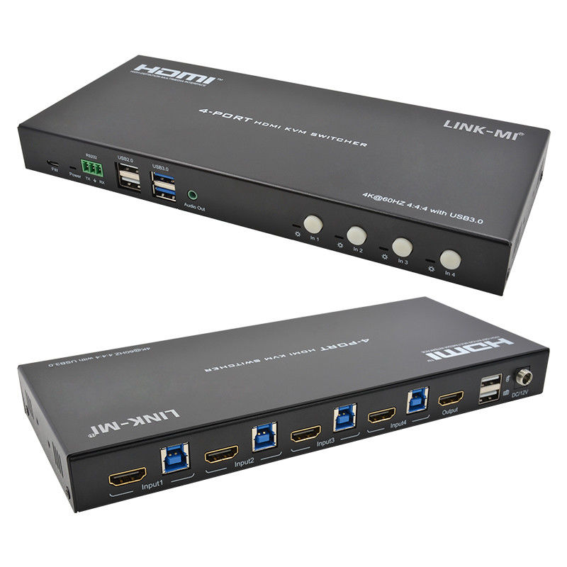 4 ports réseau HDMI2.0 KVM Commutateur jusqu'à 4K 60Hz 18Gbps