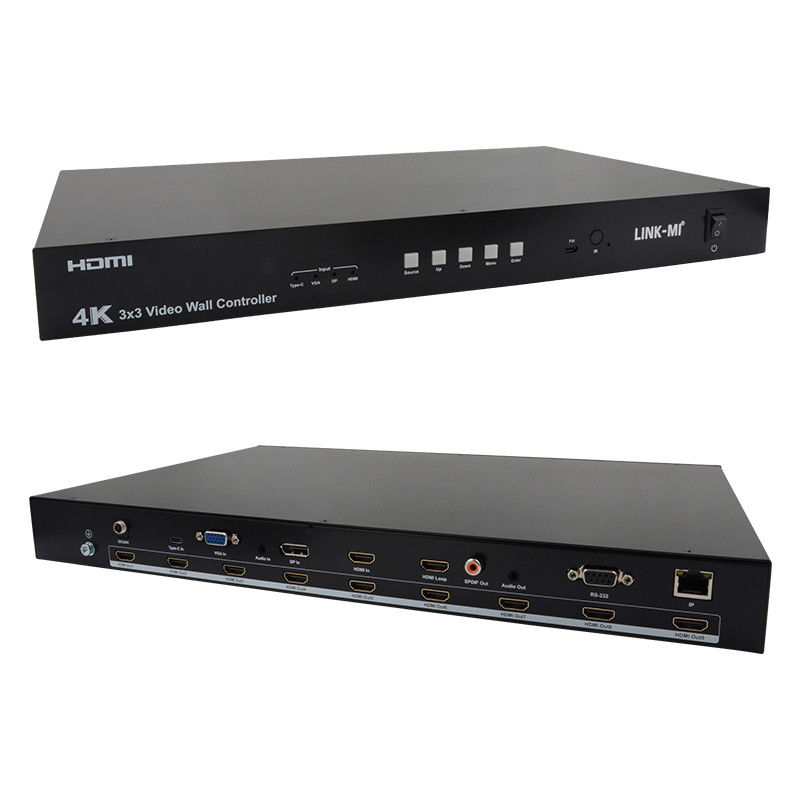 Contrôleur murale vidéo 4K Ultra HD HDMI DP 3x3 Processeur murale vidéo VGA USB Type-C