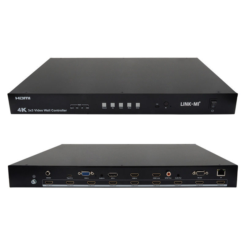 Contrôleur murale vidéo 4K Ultra HD HDMI DP 3x3 Processeur murale vidéo VGA USB Type-C