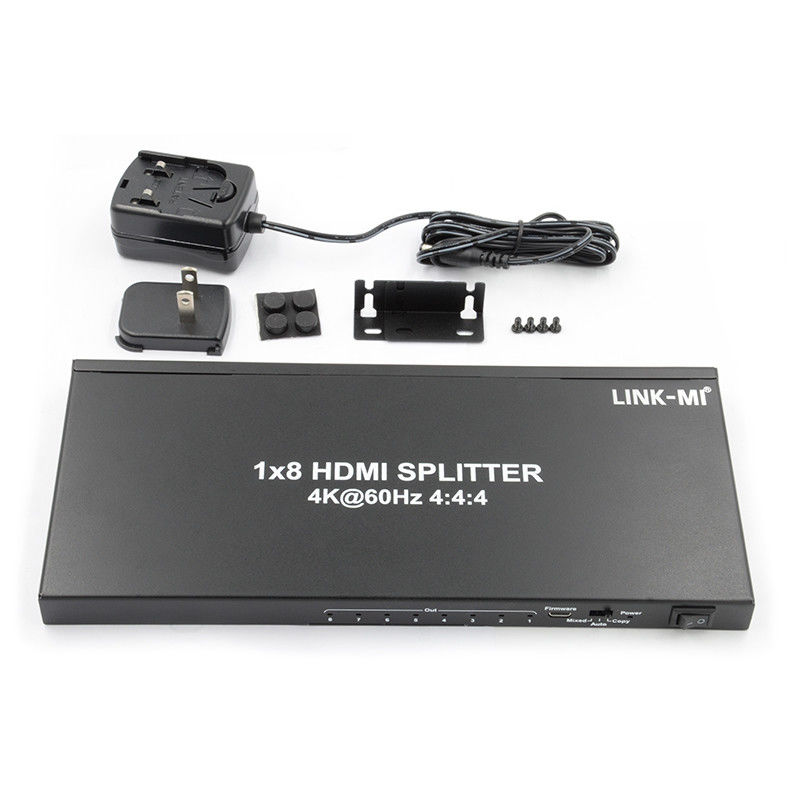 1/8 4K HDMI Splitter 1 en 8 sortie 60Hz 3D 18G Vidéo Audio Splitter pour 8 écrans