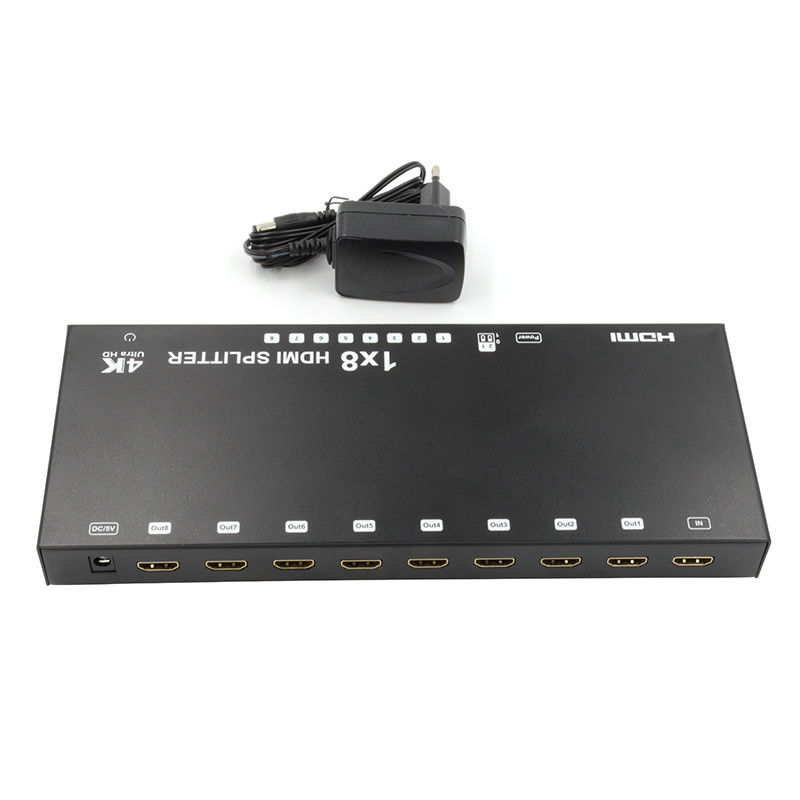 8 ports 4K HDMI Splitter Vidéo Splitter 3D EDID 1 en 8 sortie Duplicateur pour 8 téléviseurs