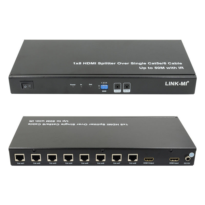 HDMI 50M 1X8 Splitter sur Cat5e 6 Support du câble 3D IR 1080P 8 Ports HDMI Splitter