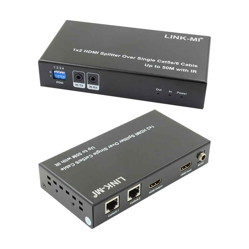 1X2 50M 4K HDMI Splitter sur Cat5e/6 Support de câble 3D IR en cascade pour 4 couches