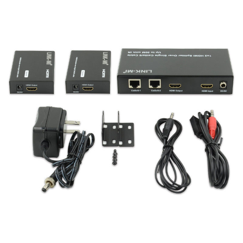 1X2 50M 4K HDMI Splitter sur Cat5e/6 Support de câble 3D IR en cascade pour 4 couches
