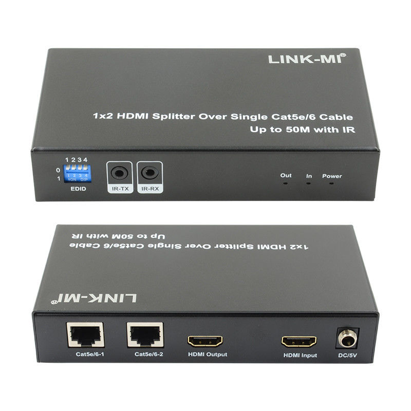 1X2 50M 4K HDMI Splitter sur Cat5e/6 Support de câble 3D IR en cascade pour 4 couches