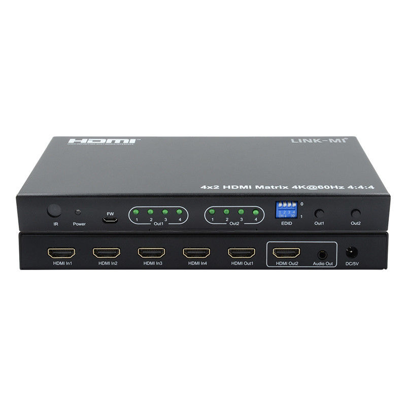 Le système de commutation par matrice 4x2 HDMI 4K@60hz YUV4:44 18Gbps HDCP2.2 4 en 2 sortie vidéo HDMI
