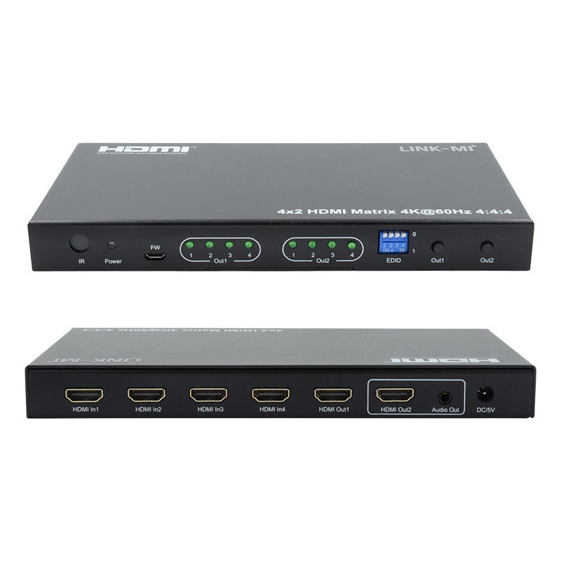 Le système de commutation par matrice 4x2 HDMI 4K@60hz YUV4:44 18Gbps HDCP2.2 4 en 2 sortie vidéo HDMI