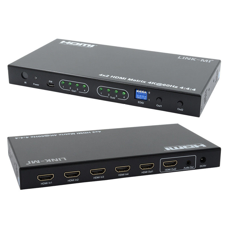 Le système de commutation par matrice 4x2 HDMI 4K@60hz YUV4:44 18Gbps HDCP2.2 4 en 2 sortie vidéo HDMI