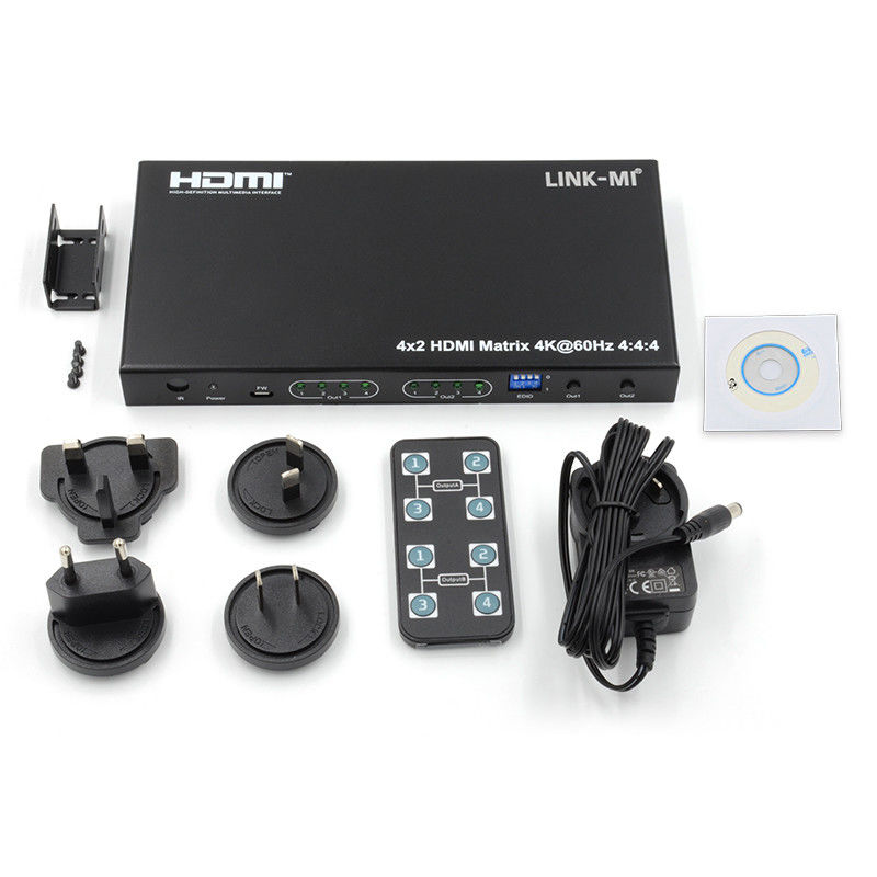Le système de commutation par matrice 4x2 HDMI 4K@60hz YUV4:44 18Gbps HDCP2.2 4 en 2 sortie vidéo HDMI