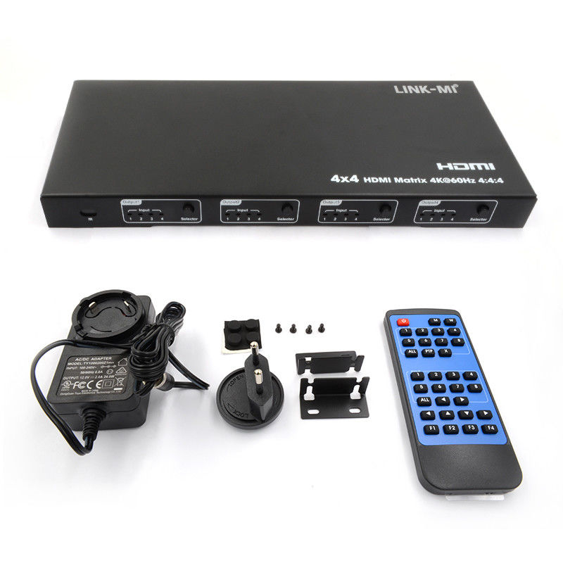 Rs232 4x4 HDMI Matrix Switch Prise en charge 4K 60Hz 18Gbps EDID 4 à 4 Switch vidéo HDMI