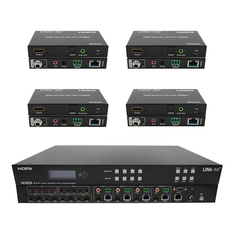 70m 4x4 HDMI Matrix Extender avec 4 HDMI Loop Out 4K HDMI Matrix Commutateur