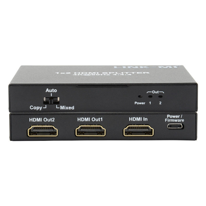 1x2 HDMI2.0 Splitter Prise en charge 3D 18G HDR HDCP2.2 2 ports Vidéo Splitter
