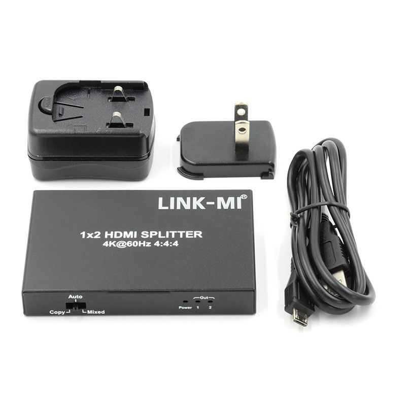 1x2 HDMI2.0 Splitter Prise en charge 3D 18G HDR HDCP2.2 2 ports Vidéo Splitter