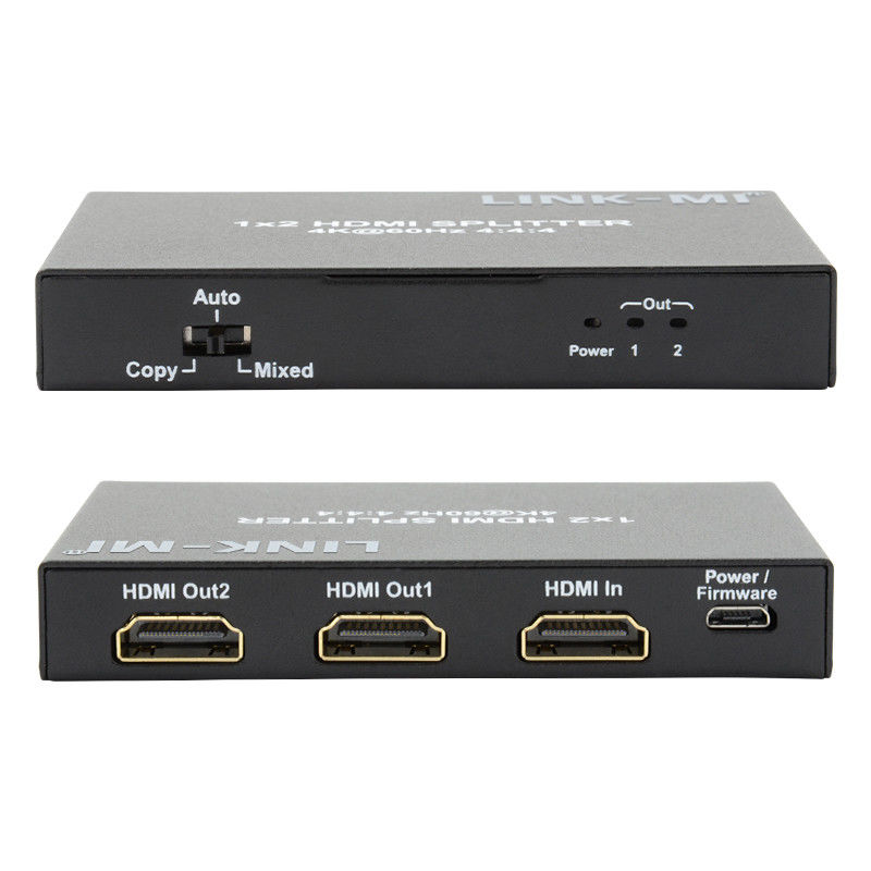 1x2 HDMI2.0 Splitter Prise en charge 3D 18G HDR HDCP2.2 2 ports Vidéo Splitter