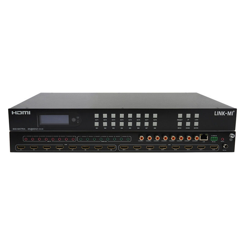 8x8 HDMI Matrix 4k Hdmi Switcher avec prise en charge de l'extraction audio analogique 18Gbps HDR