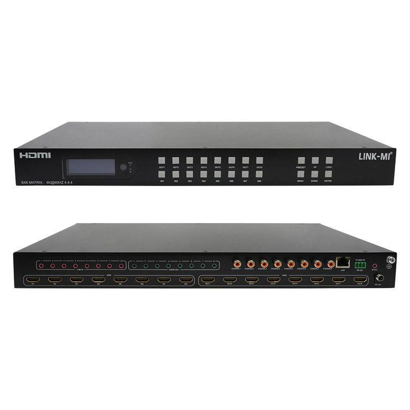 8x8 HDMI Matrix 4k Hdmi Switcher avec prise en charge de l'extraction audio analogique 18Gbps HDR