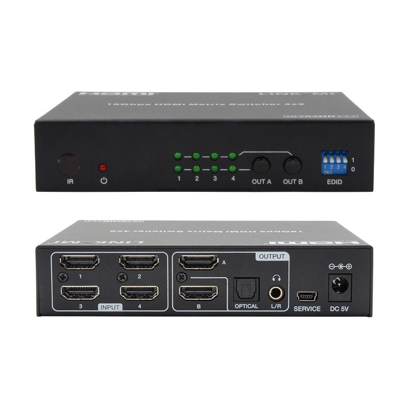 Commutateur 4X2 HDMI Matrix Commutateur HDMI Extracteur audio 4K à 1080P Commutateur vidéo