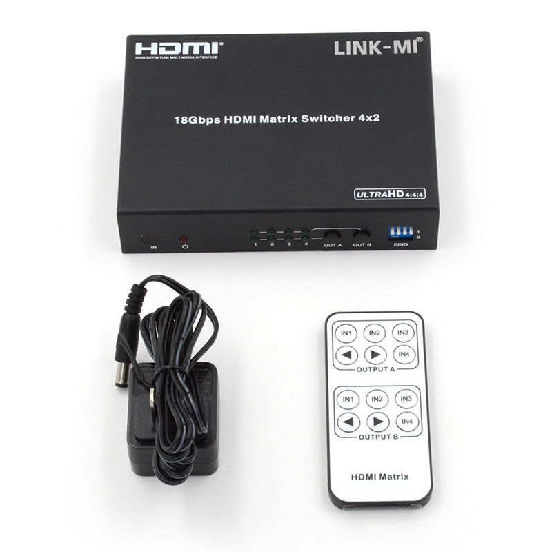 Commutateur 4X2 HDMI Matrix Commutateur HDMI Extracteur audio 4K à 1080P Commutateur vidéo