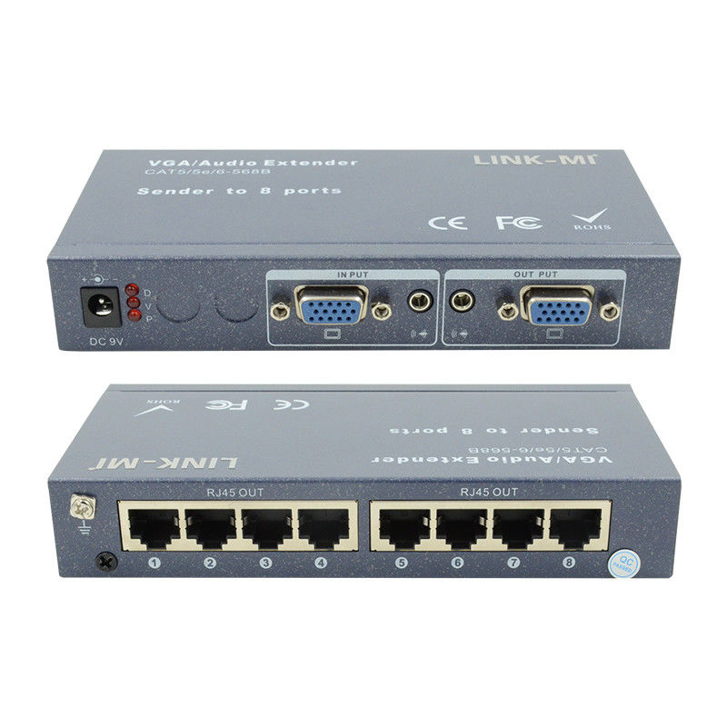 100m 200m 300m 1/8 VGA Splitter 1X8 Extender 1 à 8 Vidéo Audio Extender