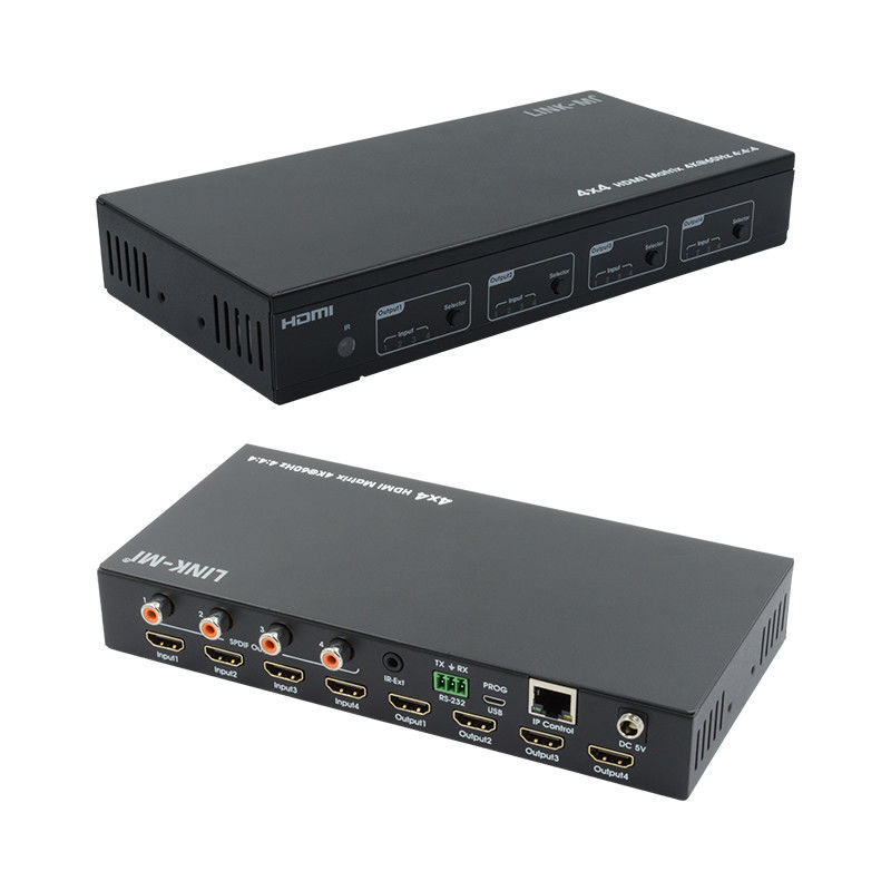 HDMI 4X4 4k Matrix Switcher 4K60Hz avec matrice AV audio SPDIF pour 4 écrans Ultra HD