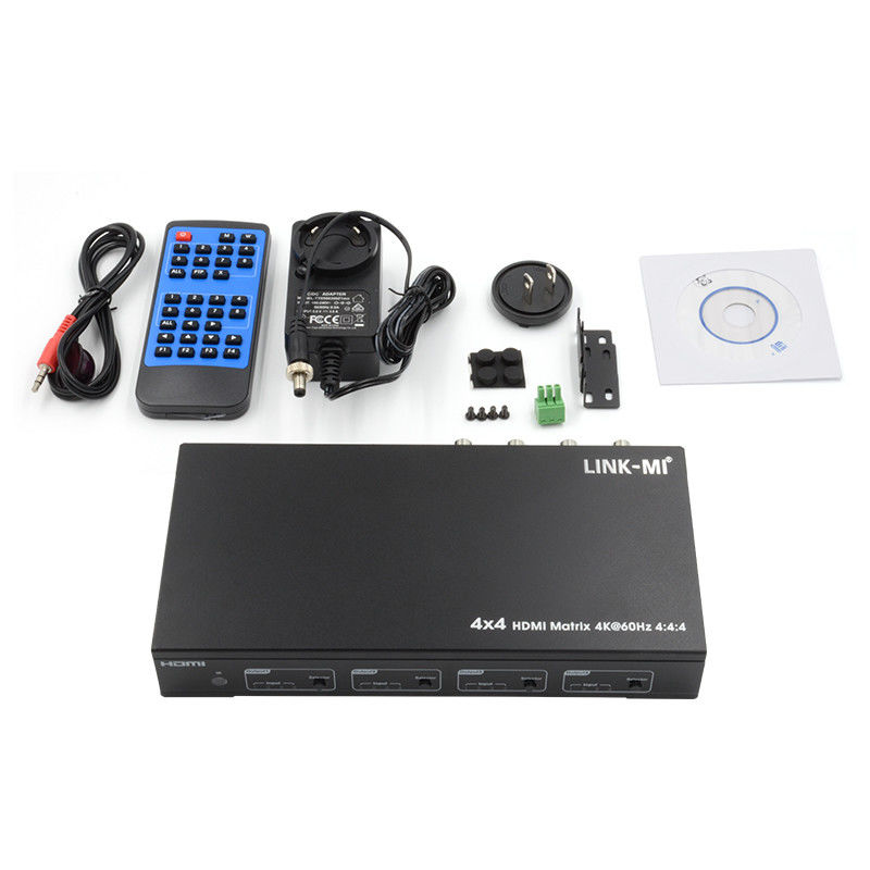 HDMI 4X4 4k Matrix Switcher 4K60Hz avec matrice AV audio SPDIF pour 4 écrans Ultra HD