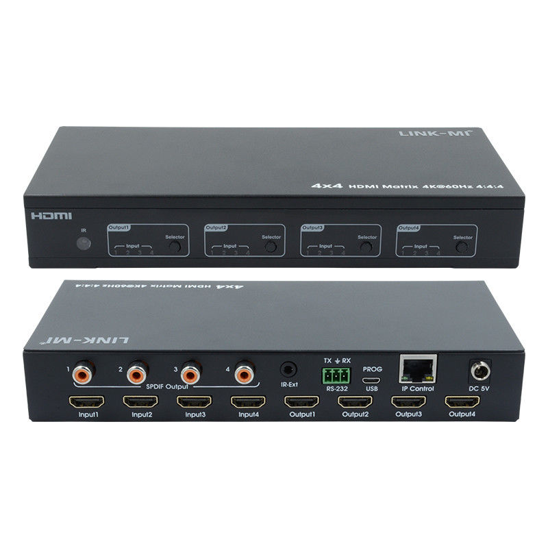 HDMI 4X4 4k Matrix Switcher 4K60Hz avec matrice AV audio SPDIF pour 4 écrans Ultra HD