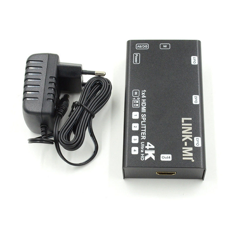 Splitter vidéo 1X4 HDMI 4k 60Hz AV Splitter Prise en charge de l'EDID 3D Pour 4 téléviseurs Ultra HD