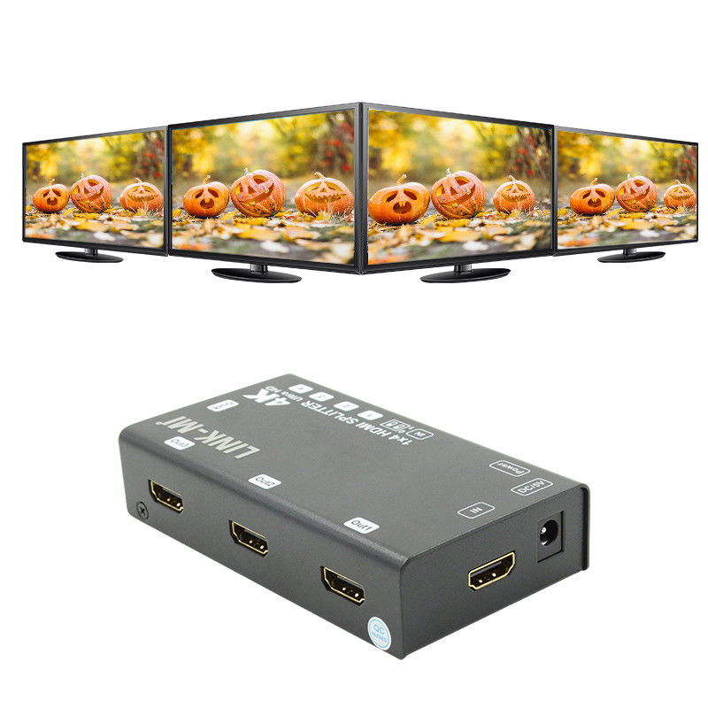 Splitter vidéo 1X4 HDMI 4k 60Hz AV Splitter Prise en charge de l'EDID 3D Pour 4 téléviseurs Ultra HD