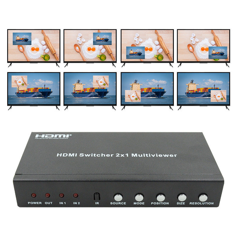 Splitter d'écran quadruple HDMI de 225 MHz Multiviewer HDMI 2x1 avec PIP 2 en 1 sortie