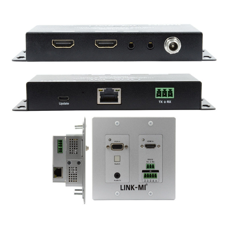4K 40M HDBaseT HDMI+VGA Wallplate Extender Bi-directionnel large bande IR RS232 Passage à travers