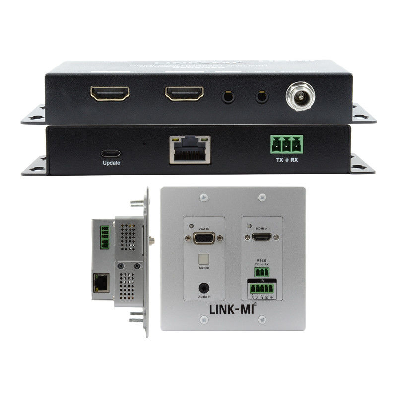 4K 40M HDBaseT HDMI+VGA Wallplate Extender Bi-directionnel large bande IR RS232 Passage à travers