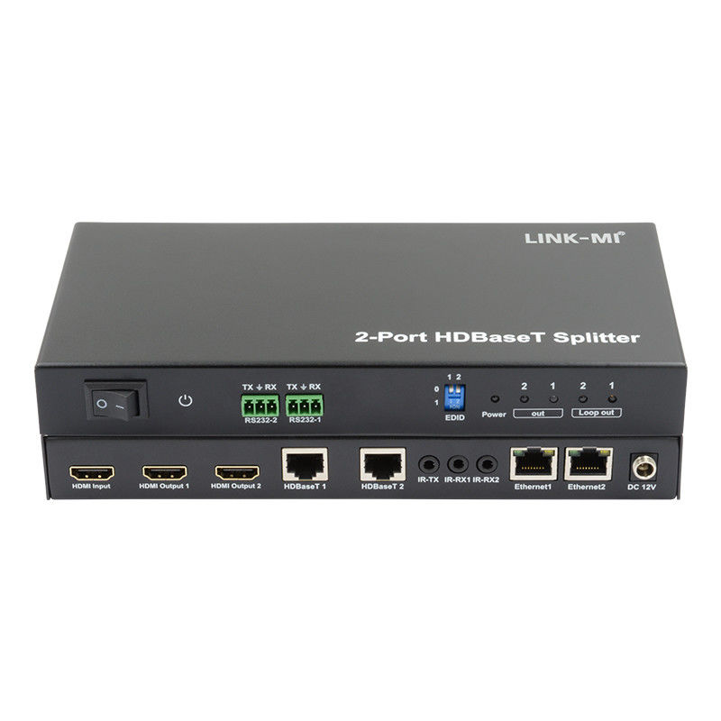 100m 1x2 HDBaseT Splitter avec HDCP2.2 Conformité POC Ethernet et RS232 Passage à travers