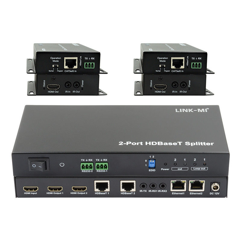 100m 1x2 HDBaseT Splitter avec HDCP2.2 Conformité POC Ethernet et RS232 Passage à travers