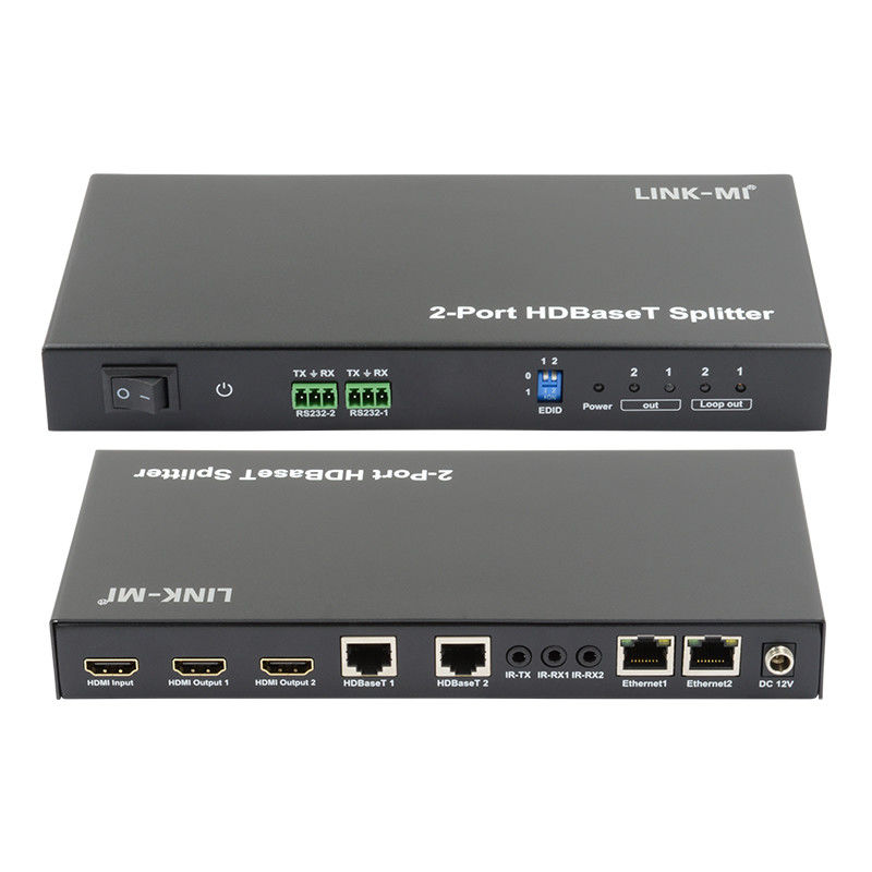 100m 1x2 HDBaseT Splitter avec HDCP2.2 Conformité POC Ethernet et RS232 Passage à travers