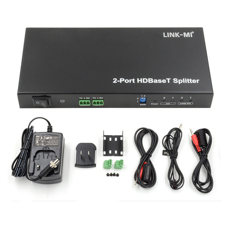 100m 1x2 HDBaseT Splitter avec HDCP2.2 Conformité POC Ethernet et RS232 Passage à travers