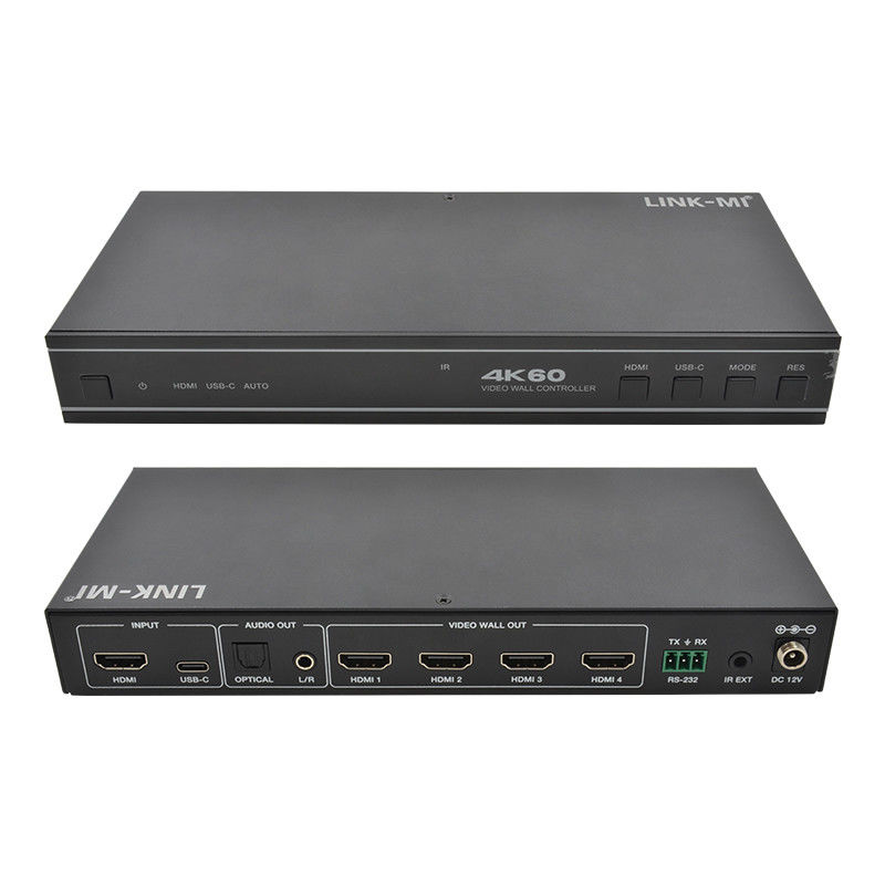 Contrôleur de mur vidéo HDMI 1X4 convivial avec entrée audio USB-C et support RS232