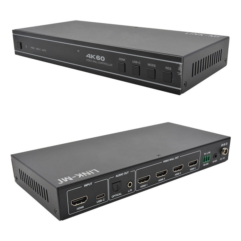 Contrôleur de mur vidéo HDMI 1X4 convivial avec entrée audio USB-C et support RS232