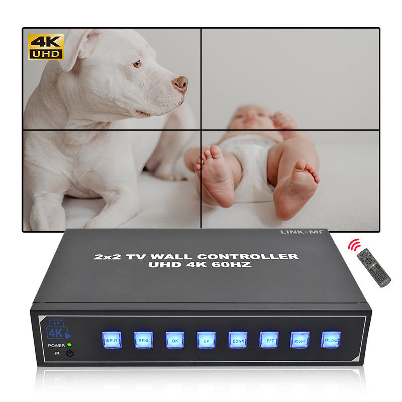 2 x HDMI en 4K Contrôleur de paroi vidéo avec support USB 2x2 1x4 1x3 1x2 4K60Hz Splicing Box pour la publicité